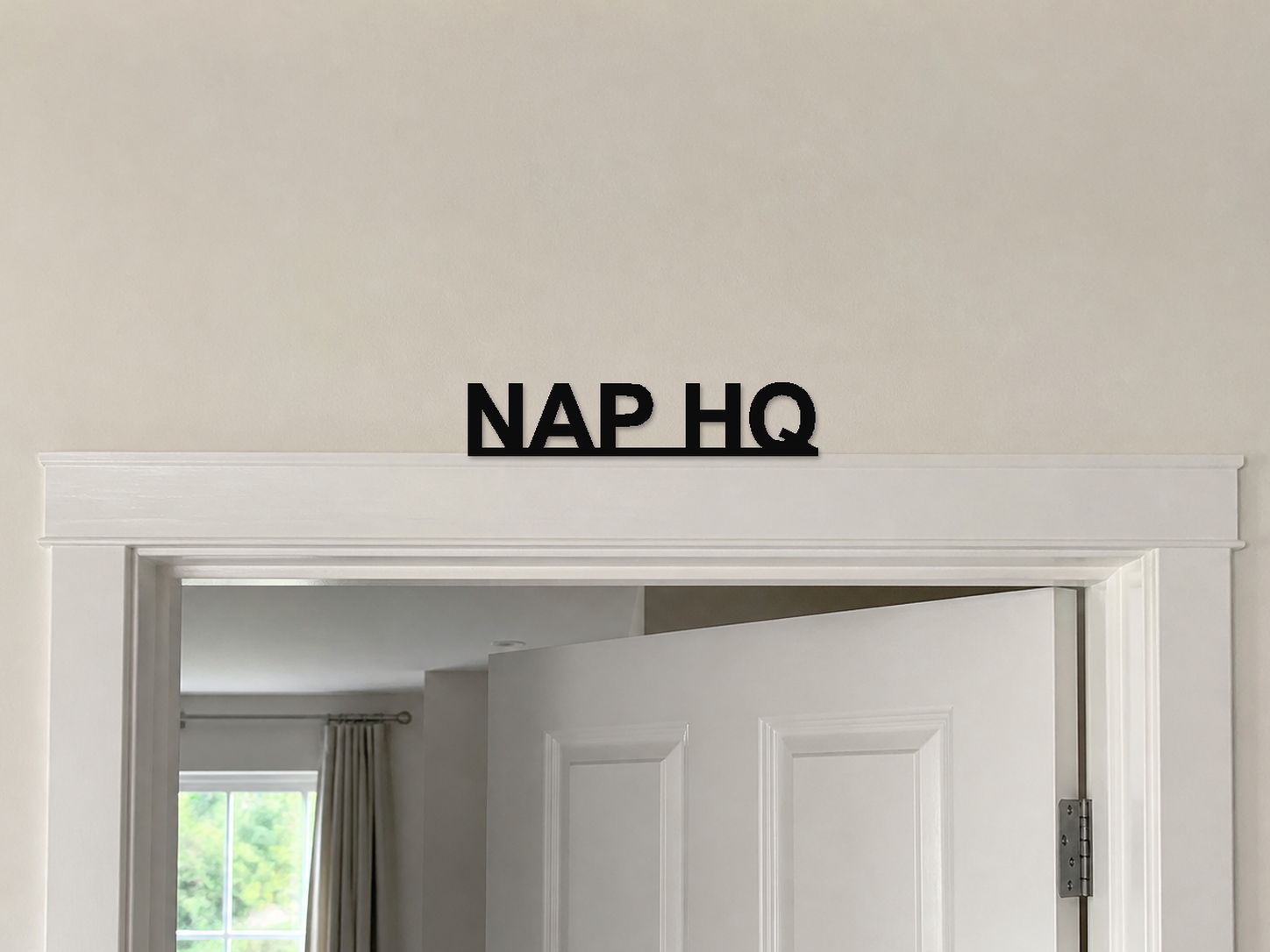 Nap Hq 3D Printed Text Door Topper Home Decoration — digital door-frame illustration