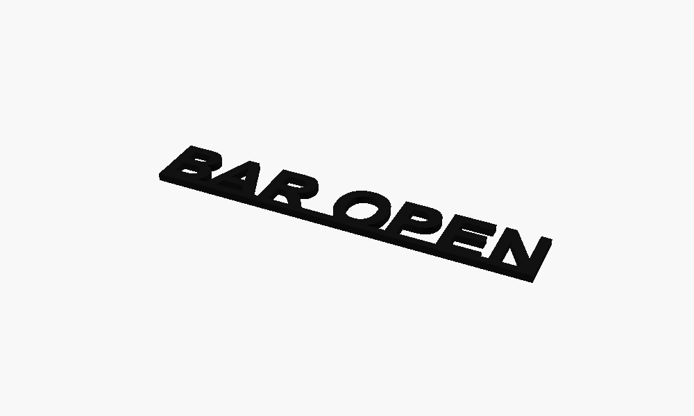 Bar Open 3D Printed Text Door Topper Home Decoration