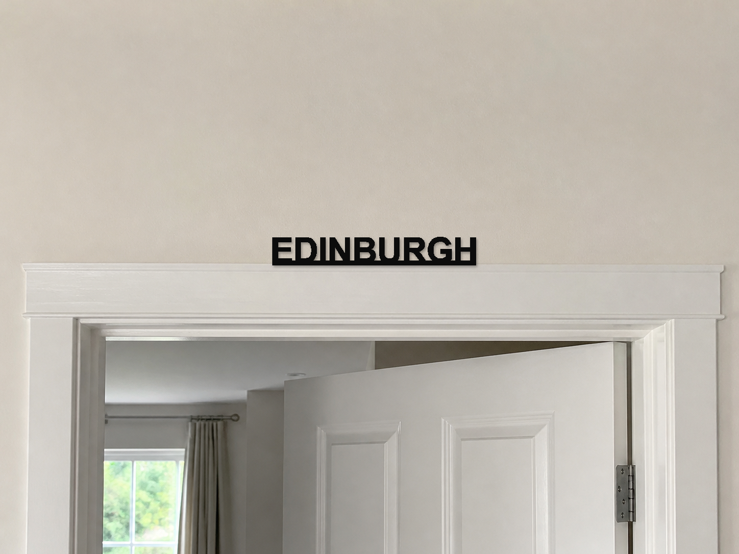 Edinburgh 3D Printed Text Door Topper Home Decoration — digital door-frame illustration
