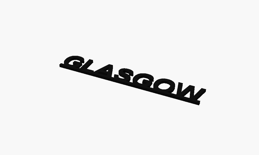 Glasgow 3D Printed Text Door Topper Home Decoration