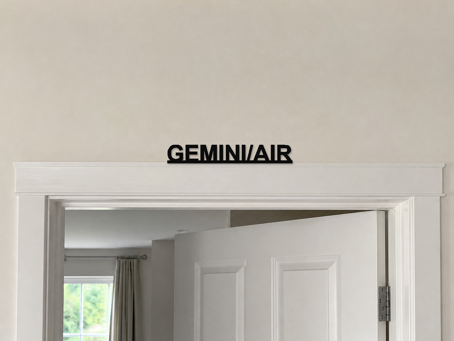 Gemini/Air 3D Printed Text Door Topper Home Decoration — digital door-frame illustration