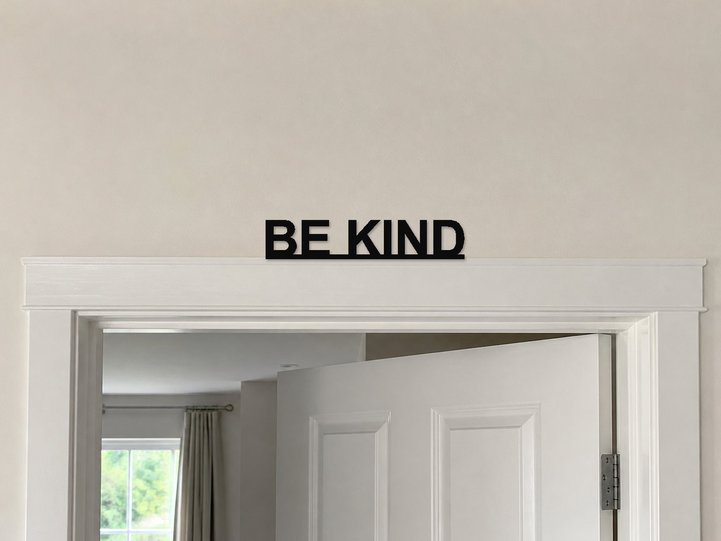Be Kind 3D Printed Text Door Topper Home Decoration — digital door-frame illustration