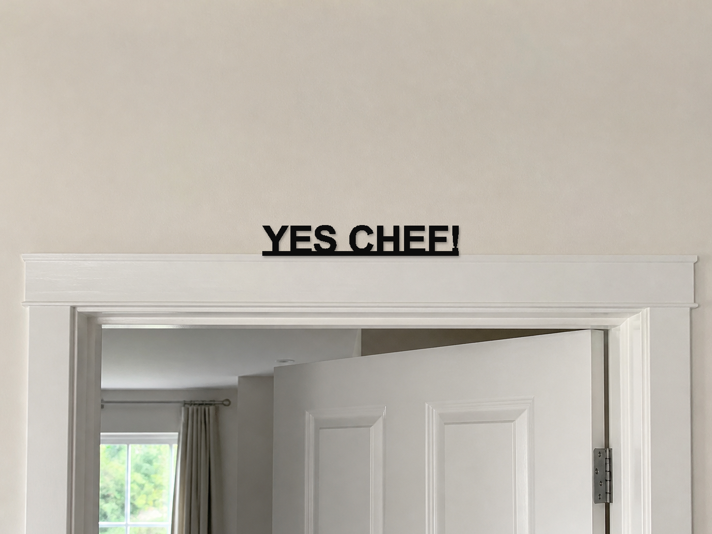 Yes Chef! 3D Printed Text Door Topper Home Decoration — digital door-frame illustration