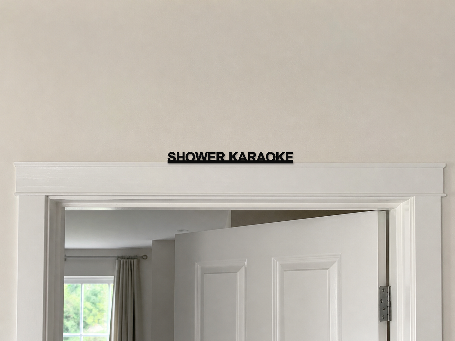 Shower Karaoke 3D Printed Text Door Topper Home Decoration — digital door-frame illustration