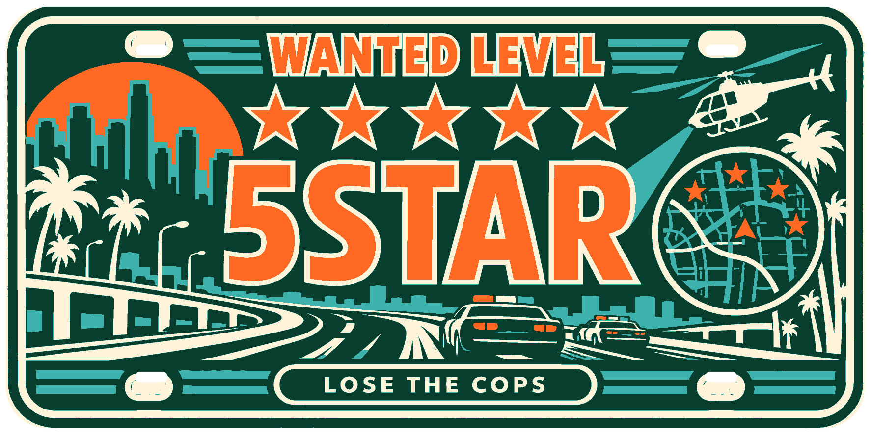 Five Star Wanted Inspired Gaming Licence Plate Sign