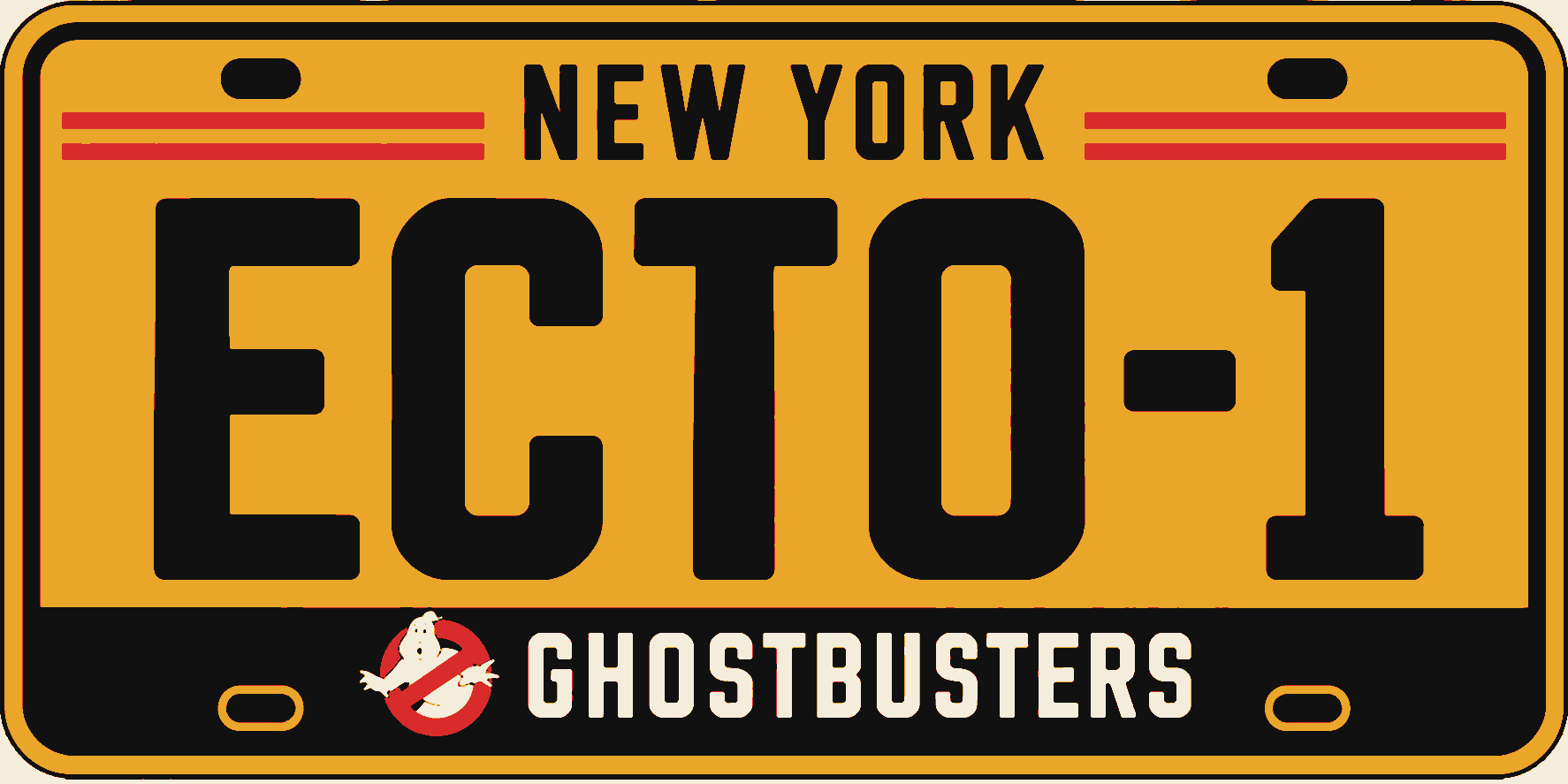Ghostbusters ECTO-1 3D Printed Decorative Number Plate Wall Sign 25cm