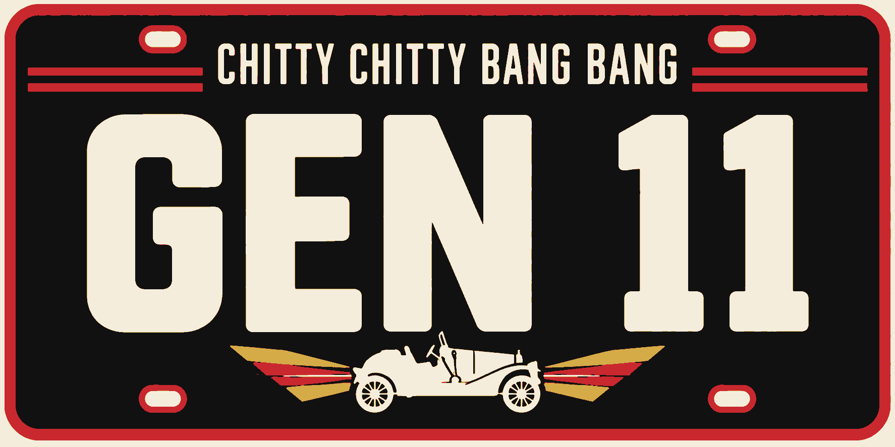 Chitty Chitty Bang Bang GEN 11 3D Printed Decorative Number Plate Wall Sign 25cm