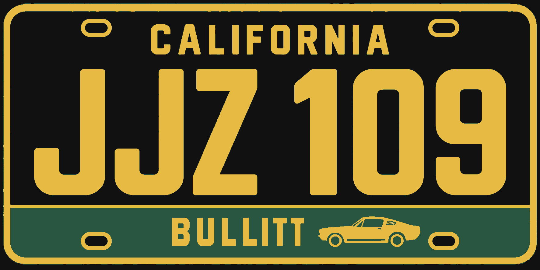 Bullitt JJZ 109 3D Printed Decorative Number Plate Wall Sign 25cm