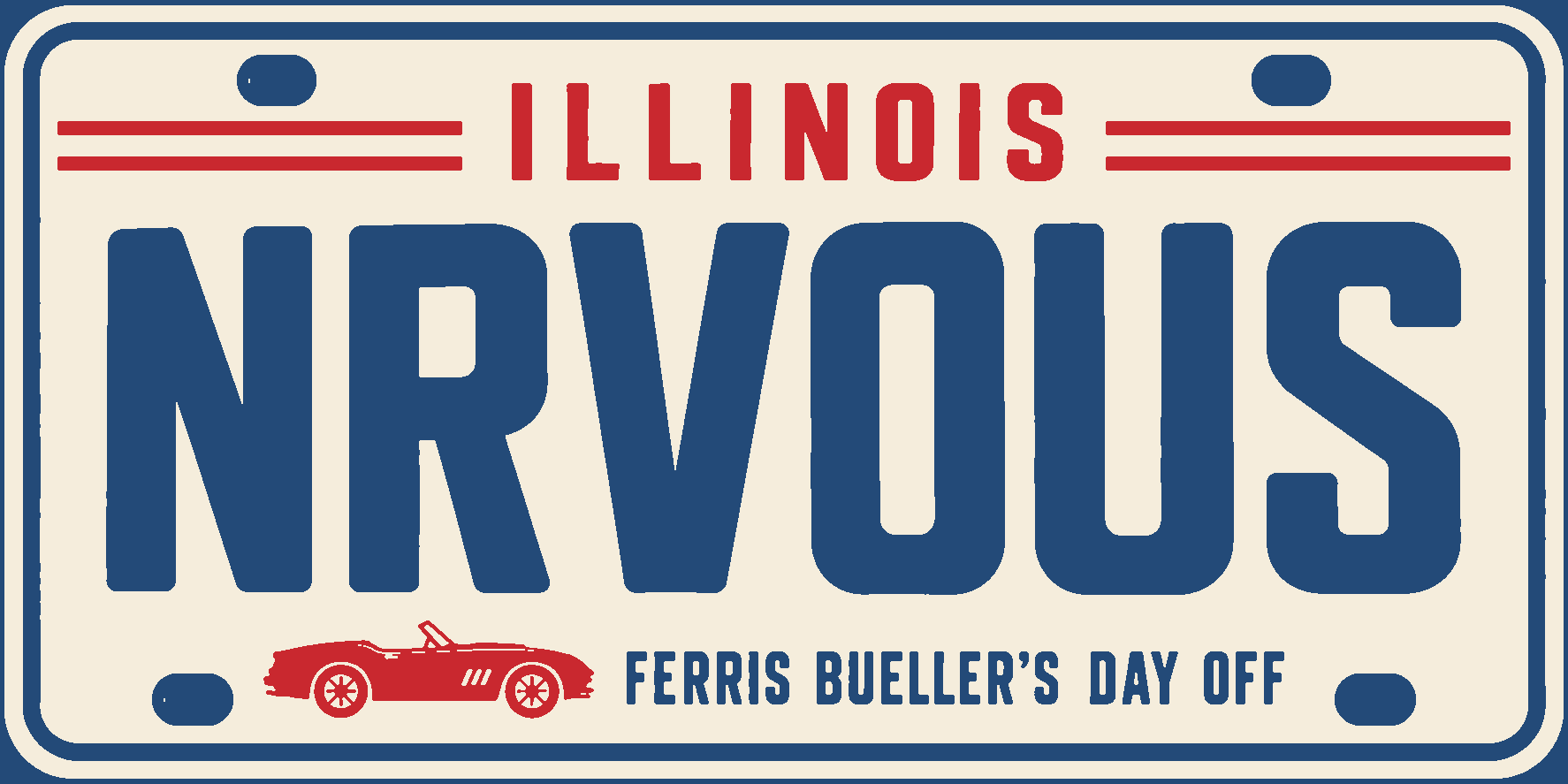 Ferris Bueller NRVOUS 3D Printed Decorative Number Plate Wall Sign 25cm