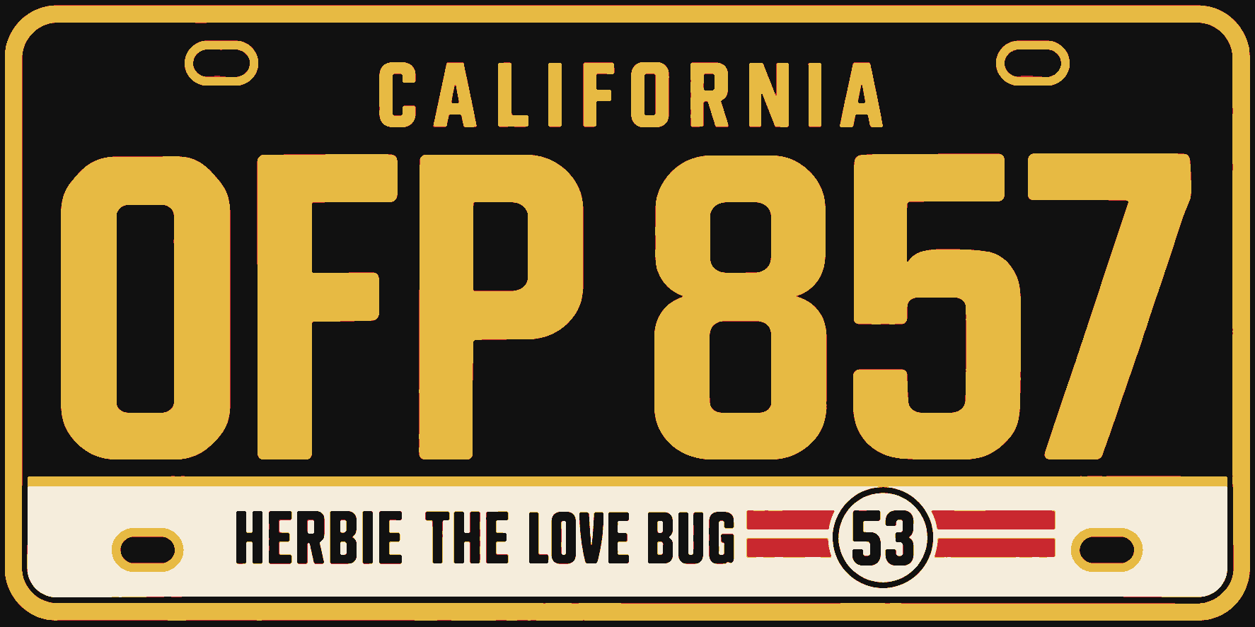 Herbie OFP 857 3D Printed Decorative Number Plate Wall Sign 25cm