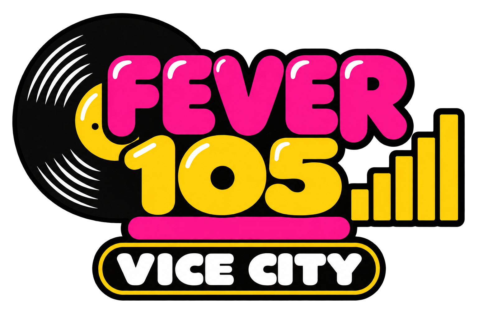 Fever 105 Vice City 3D Printed Wall Sign Plaque 25cm