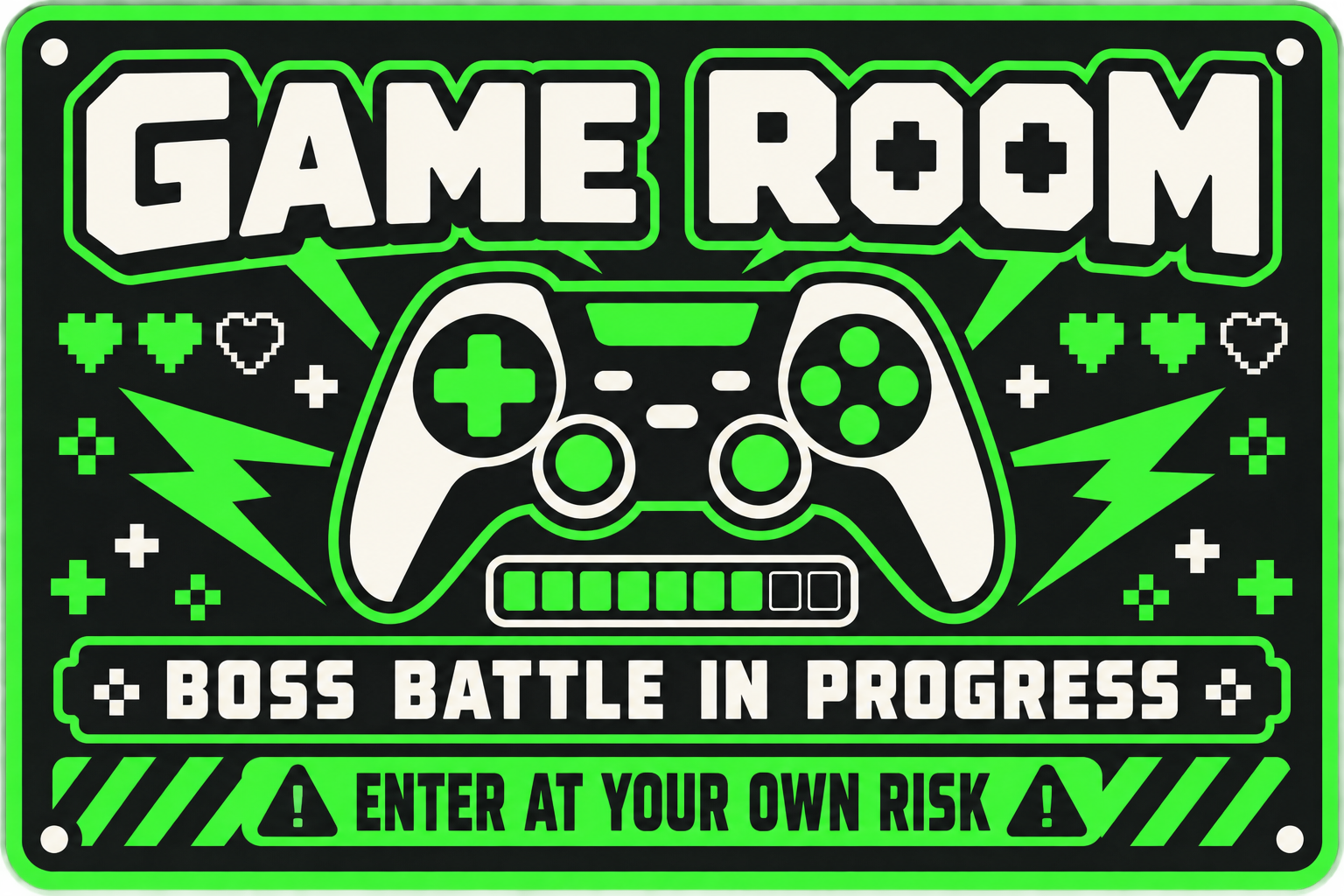 Game Room Boss Battle In Progress 3D Printed Wall Sign Plaque Indoor Decor 25cm