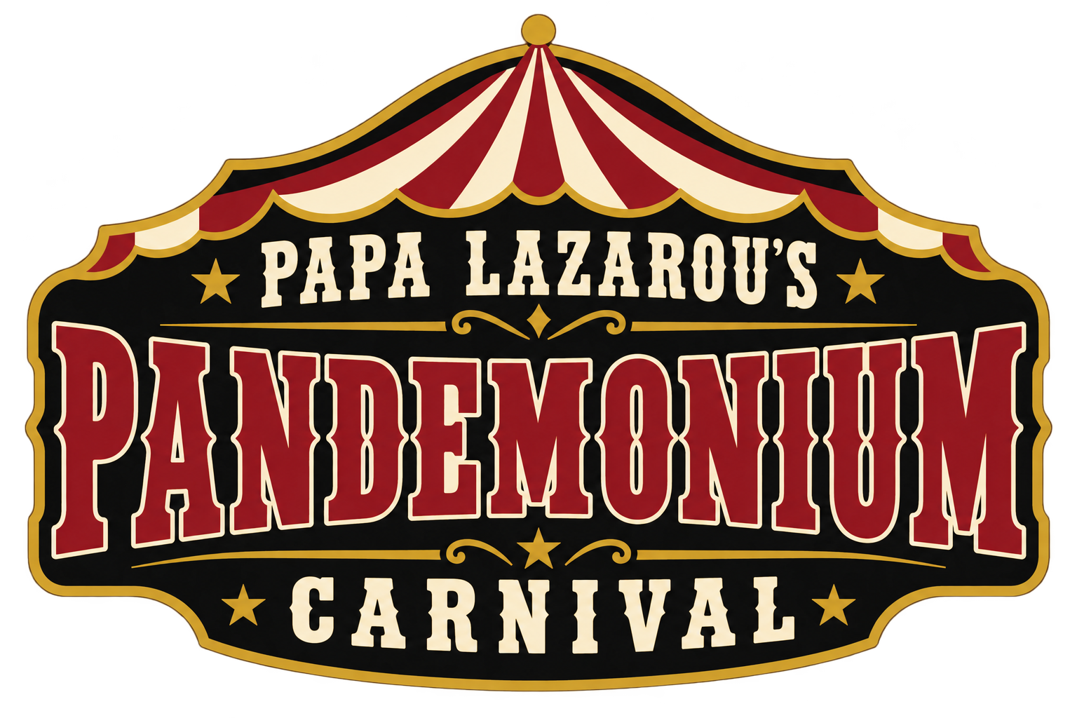 Papa Lazarou's Pandemonium Carnival 3D Printed Wall Sign Plaque 25cm